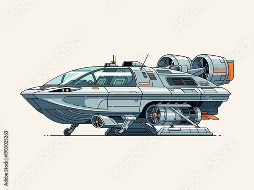 Futuristic Spacecraft with Sleek Design Elements.