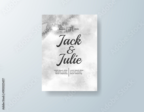 Wedding invitation with abstract splash watercolor