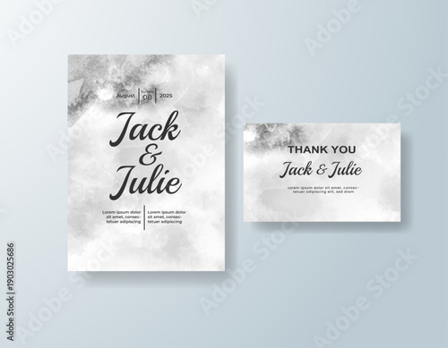 Wedding invitation with abstract splash watercolor