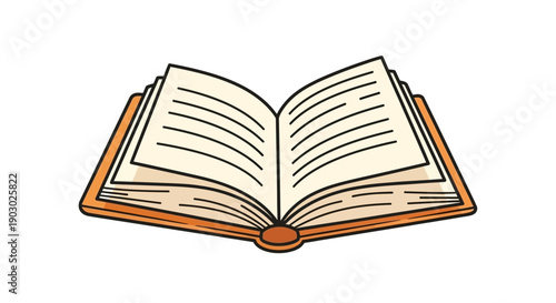 An open book with blank pages, ready for reading or writing, depicted in a simple cartoon style.