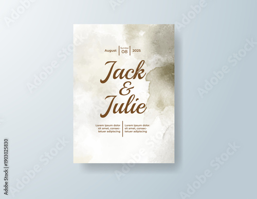 Wedding invitation with abstract splash watercolor