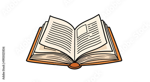 An open book with pages filled with text, suggesting reading, learning, or storytelling.