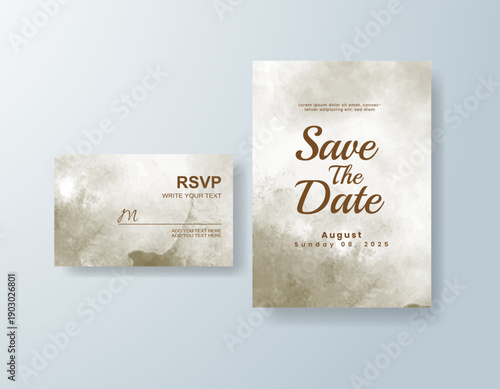 Wedding invitation with abstract splash watercolor