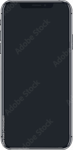 Sleek modern smartphone illustration with an empty dark screen, perfect for digital content display or application interface mockup, representing contemporary mobile technology concepts