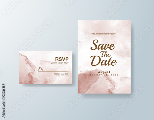 Wedding invitation with abstract splash watercolor
