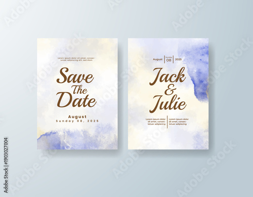 Wedding invitation with abstract splash watercolor