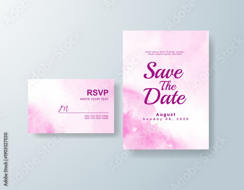 Wedding invitation with abstract splash watercolor