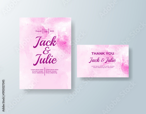 Wedding invitation with abstract splash watercolor