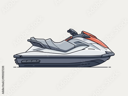 Side View of Modern Jet Ski Illustration.