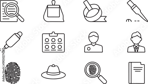 Forensics & Detective Outline Icons