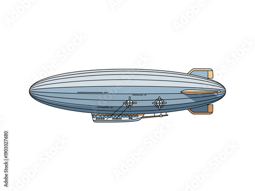 Vintage Style Blimp Airship Illustration.
