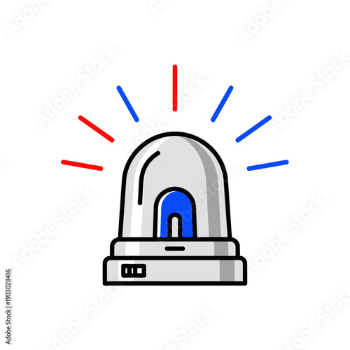 A flashing emergency beacon with red and blue lights emanating outwards.