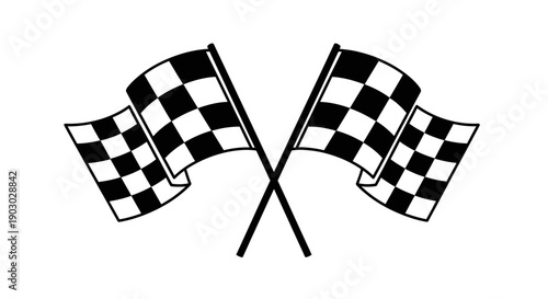 Two checkered flags crossed, symbolizing victory and the end of a race.