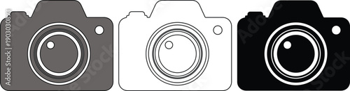 Camera Icons Set Gray White Black