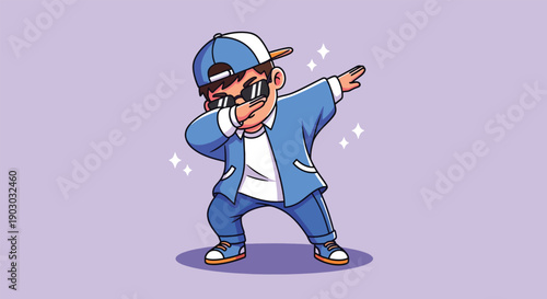 Cool Boy Dabbing Pose Cartoon vector illustration..