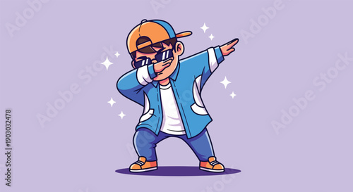 Cool Boy Dabbing Pose Cartoon Vector Illustration.