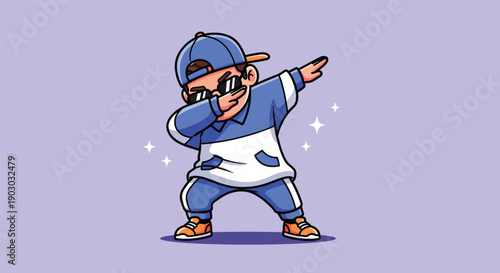 Cool Little Boy Dabbing Pose Cartoon vector illustration.