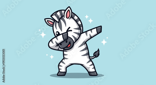 Cute Zebra Doing Dab Dance Pose Cartoon.