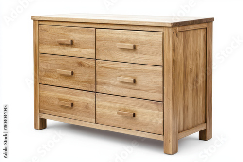 Wooden drawer cabinet with six spacious drawers, showcasing natural finish and sturdy design, perfect for storage solutions