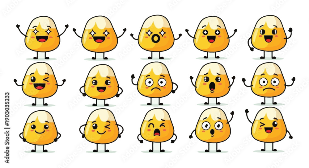 Fototapeta premium A collection of cute smiling cookie characters with varied expressions