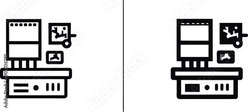 Computer Servers with Video Playback Icons