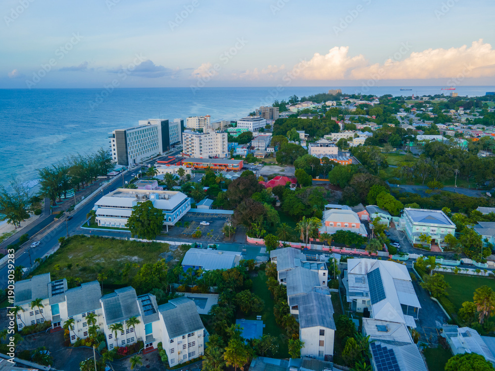 Obraz premium Hastings residential district aerial view near South Coast in village of Hastings, Christ Church, Barbados.