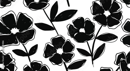 Monochromatic Floral Pattern: A sophisticated monochromatic floral pattern, offering a seamless and timeless design, suitable for textiles, wallpapers, or artistic expressions.
