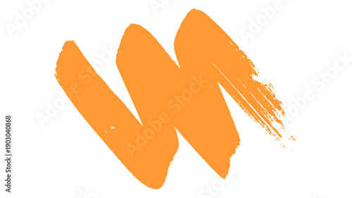 Artsy Orange Paint Brush Stroke with Tapered Ends for Elegant Design