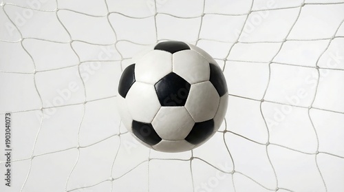 Wallpaper Mural A black and white soccer ball in front of a white goal net Torontodigital.ca