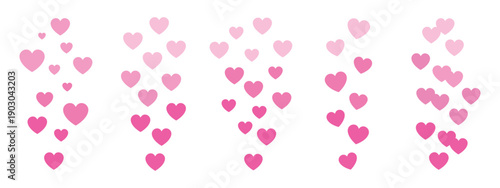 Flowing love heart emoji icons buttons representing online interaction, positive feedback, social media reaction, communication, internet, engagement, approval design