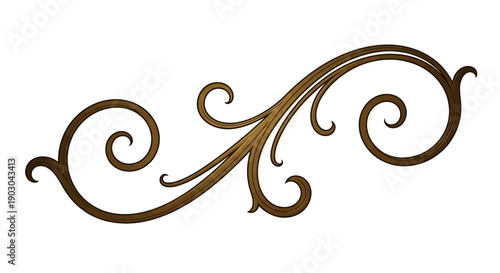Elegant brown ornamental swirl design on white background