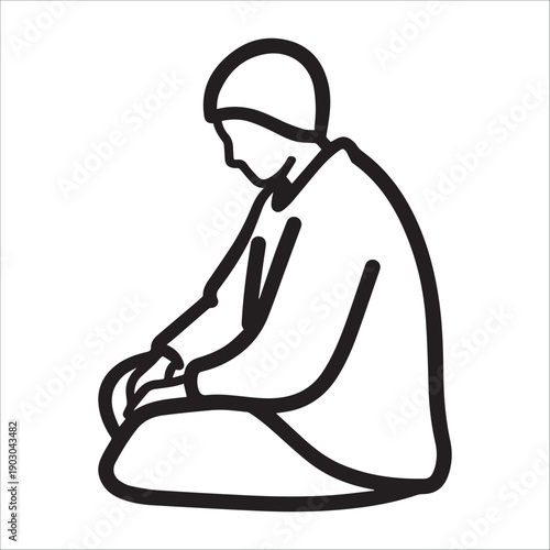 A simple line drawing of a person sitting cross-legged in a meditative pose