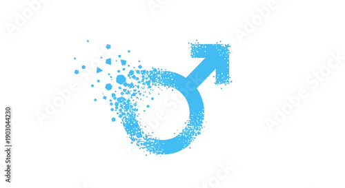 Blue Male Gender Symbol with Abstract Splatter Effect