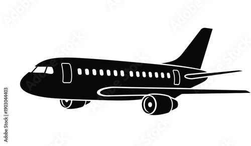 Black silhouette of a commercial airplane