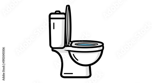 Minimalist vector illustration of a modern toilet with open lid