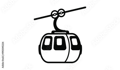 Cable car with a single gondola hanging from a cable line