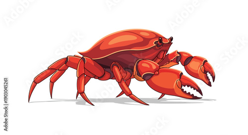 Colorful vector illustration of a red crab on white background