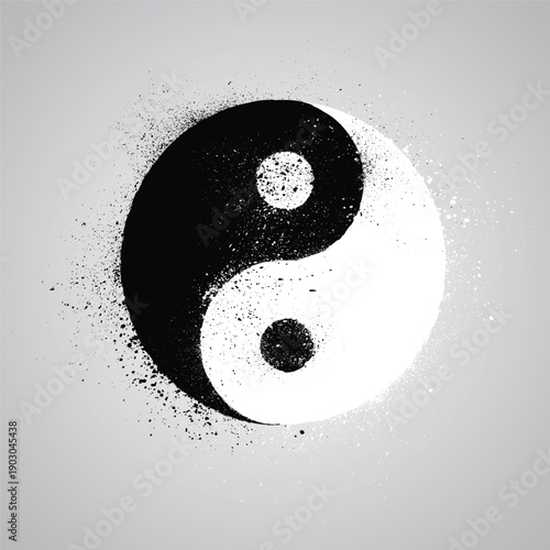 Yin yang grunge blots symbol