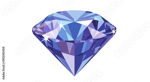 Shiny blue diamond gemstone with sparkling facets on white background