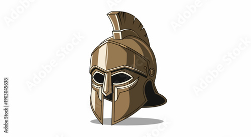 Illustration of Ancient Spartan Helmet on White Background