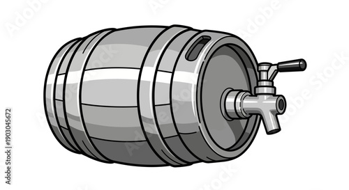 Illustration of a Beer Keg with Tap on White Background
