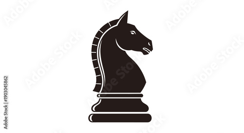Black chess knight piece icon on a white background