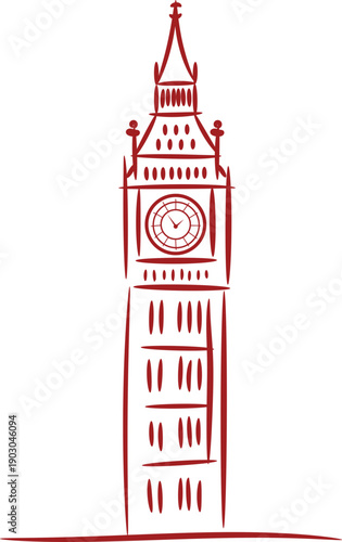 Hand Drawn Big Ben Clock Tower Sketch Illustration