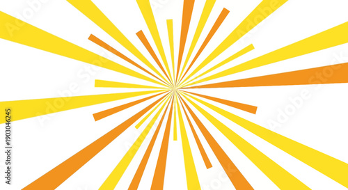 Abstract geometric sunburst pattern with yellow and orange rays