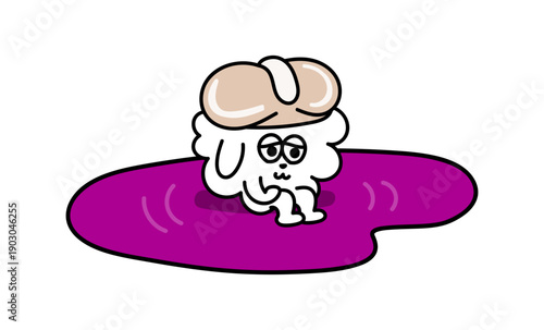 泣きながら座り込むホタテのキャラクター 悲しみ 落ち込む