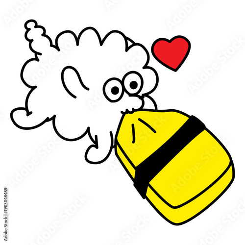 玉子のネタを運ぶお寿司のキャラクター 擬人化