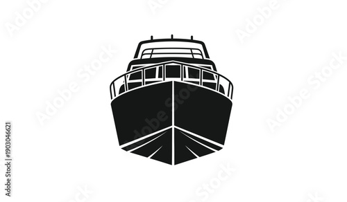 Black and white illustration of a boats bow or front section