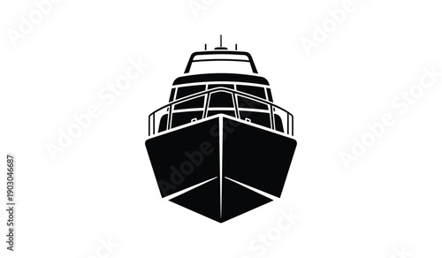 Black silhouette of a modern yacht or boat with sleek design and clean lines