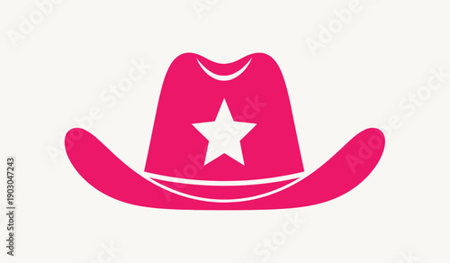 Pink cowboy hat with white star on front vector graphic design element