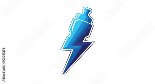 Dynamic Blue Lightning Bolt Water Bottle Icon.